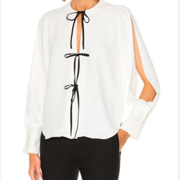 Rachel Comey black white front ribbon bow tie academia preppy minimalist top - Picture 2 of 13